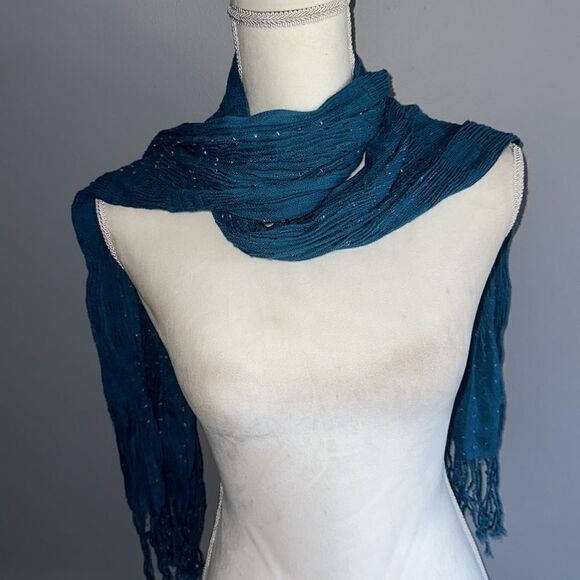 Turquoise Scarf/Wrap with Fringe! - Picture 7 of 8